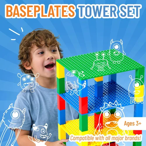 Vista 2 de Strictly Briks - Torre de juguete de 6 x 6 pulgadas - 132 piezas (placas base y ladrillos)