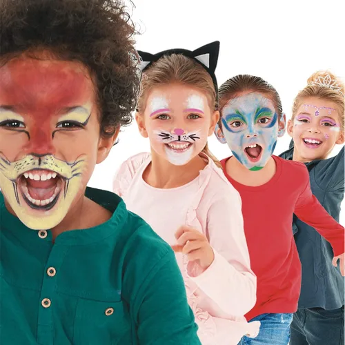 Vista 3 de CARIOCA Kit de pintura facial para niños y niñas, barras de maquillaje ideales para Navidad, Halloween, carnaval y fiestas, 3 colores y 2