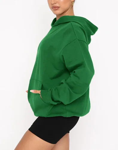 Vista 3 de Fanway&EC Sudadera casual de manga larga con capucha para mujer, ajuste holgado, de gran tamaño, con bolsillo, para otoño