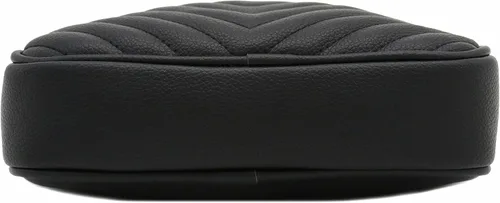 Vista 6 de Bolsa cruzada para cámara con acolchado en zigzag de FashionPuzzle con correa de cadena y borla Negro