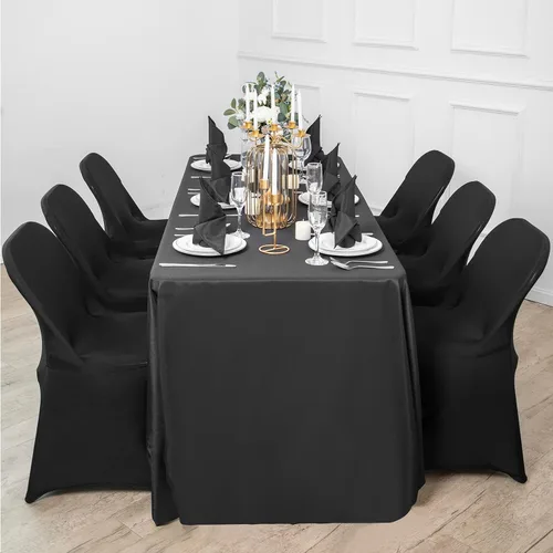Vista 8 de magalo Paquete de 12 fundas para sillas plegables de elastano negro, impermeables, elásticas, para bodas, fiestas, banquetes de comedor y otros