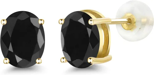 Vista 292 de Gem Stone King Aretes de oro de 14 quilates con piedra natal ovalada de 0.315 x 0.236 in Aretes de oro para mujer