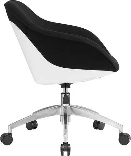 Vista 7 de Techni Mobili Silla de trabajo tapizada con soporte lumbar, silla de oficina de altura ajustable con control de inclinación y giro de 360 grados