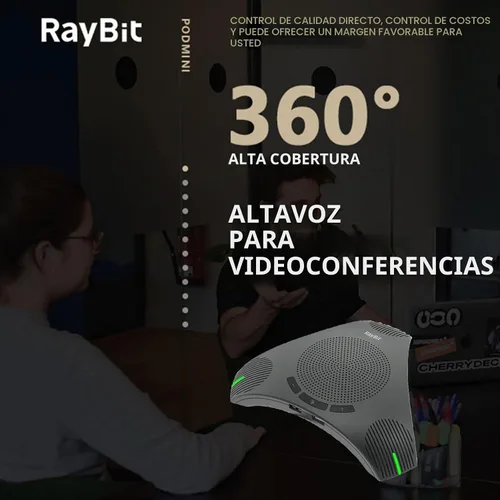 Vista 8 de Altavoz USB con doble concentrador, micrófono omnidireccional para sala de conferencias, altavoces de computadora con micrófono para oficina
