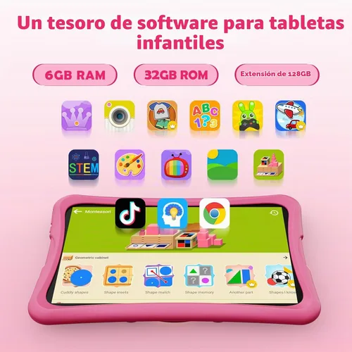Vista 4 de DigiLand Android 15 Kids Tablet, tabletas de 10.1 pulgadas, 6 GB de RAM+32 GB de ROM (ampliar a TF), control parental, software para niños