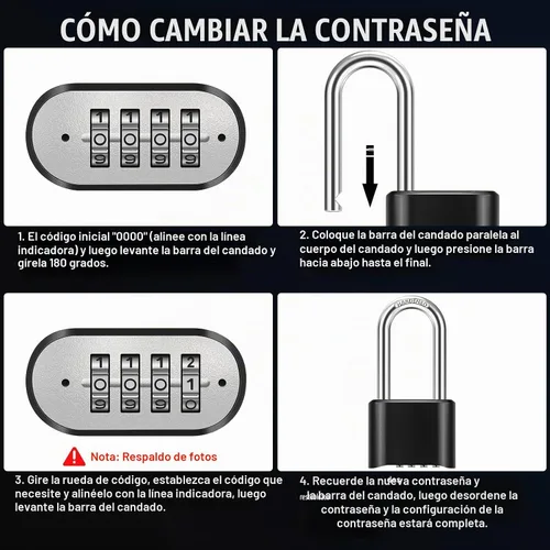 Vista 7 de Candado de combinación con grillete largo de 6.35 cm, Diyife - Candado grande para exteriores resistente a la intemperie, diseño de contraseña