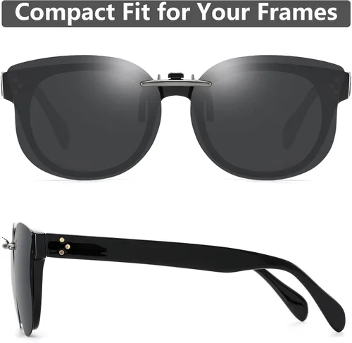 Vista 5 de CAXMAN Gafas de sol con clip de ojo de gato para mujer, lentes polarizadas de ajuste compacto, no abatibles