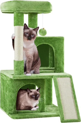 Vista 11 de Yaheetech Árbol para gatos para mascotas de interior, condominio en torre de 36 pulgadas con percha extragrande, postes rascadores, tabla, bola