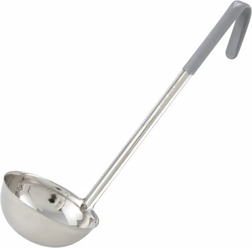 Vista 54 de Winco Cucharón de plástico de doble boquilla de una pieza, 1 onza, 13 pulgadas, cola roja