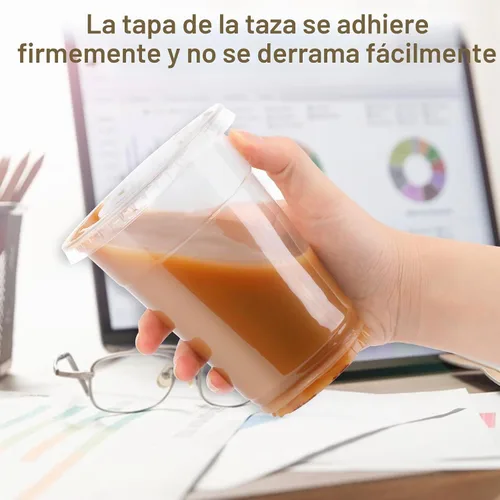 Vista 3 de Juego de 50 vasos de plástico transparente de 10 onzas con tapas