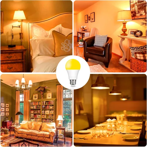 Vista 7 de Bombillas LED amarillas para exteriores, 9 W (equivalente a 60 W) ámbar 2000 K para exteriores, patio trasero, porche, dormitorio, no regulable,