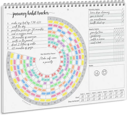 Vista 7 de 321Done Calendario de seguimiento de hábitos, fabricado en Estados Unidos, 8.5 x 11 pulgadas, encuadernado en espiral, sin fecha, diario