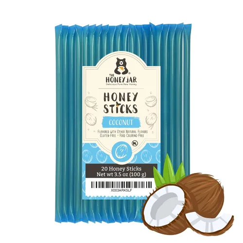 Vista 33 de The Honey Jar Palitos de miel con sabor a mora, pajitas de miel pura para el té, café o un placer saludable, una cucharadita de miel saborizada por