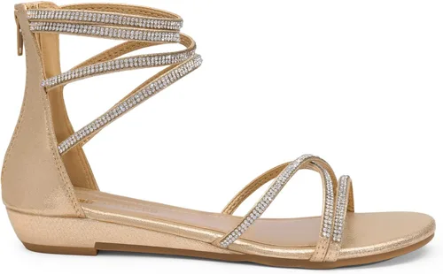Vista 2 de DREAM PAIRS - Sandalias de plataforma baja para mujer, con correa al tobillo y diamantes de imitación