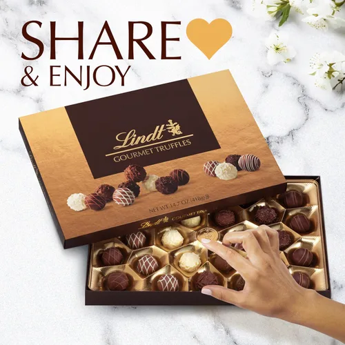 Vista 5 de Lindt Gourmet Truffles - Caja de regalo surtida de dulces de chocolate, 14.7 onzas
