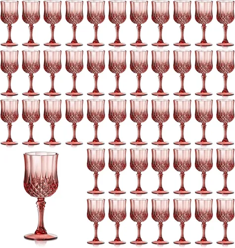 Vista 19 de XUWAIDSGN 16 Piezas Copas de Vino Vintage de Plástico de 7oz Vasos para Beber Irrompibles Cristalería para Bodas Copas de Agua de Cristal