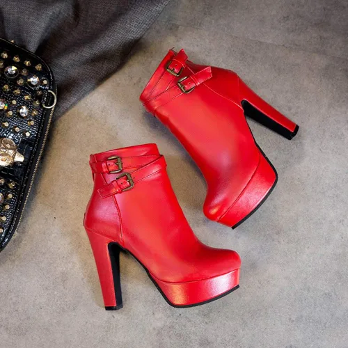 Vista 3 de Scaoruki Zapatos de otoño de moda para mujer, botines de tacón de bloque