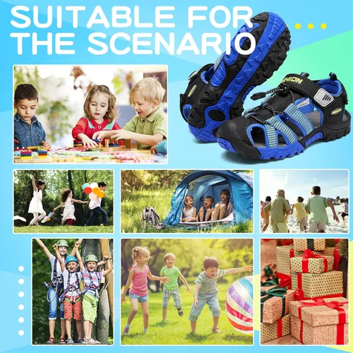 Vista 8 de Littleplum Sandalias para niños con puntera cerrada, sandalias deportivas para niños pequeños, zapatos de verano para niños grandes, caminar