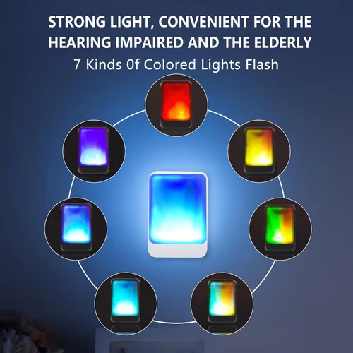 Vista 2 de Timbre de puerta con 7 colores de luz brillante y 4 volúmenes, timbre inalámbrico de 600 pies, en el hogar/oficina, adecuado para personas mayores
