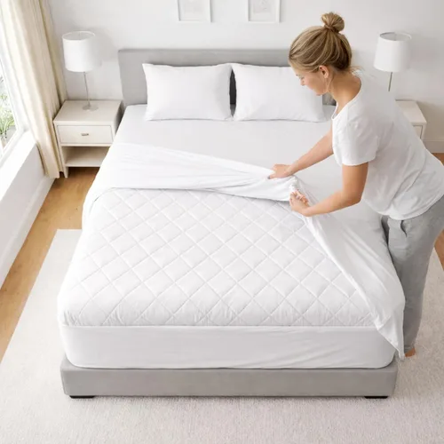 Vista 6 de Continental Bedding Harmony Collection - Protector de colchón acolchado 100% algodón superior de alto GSM, bolsillo profundo de hasta 18 pulgadas