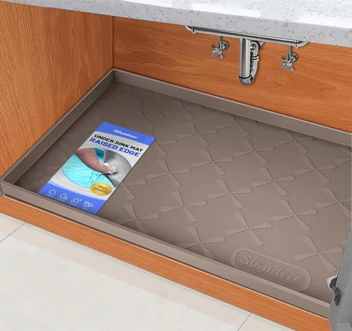 Vista 8 de SIKADEER Tapete impermeable de 19 x 19 pulgadas para debajo del fregadero, tapete de silicona para estante de cajones de cocina y revestimiento