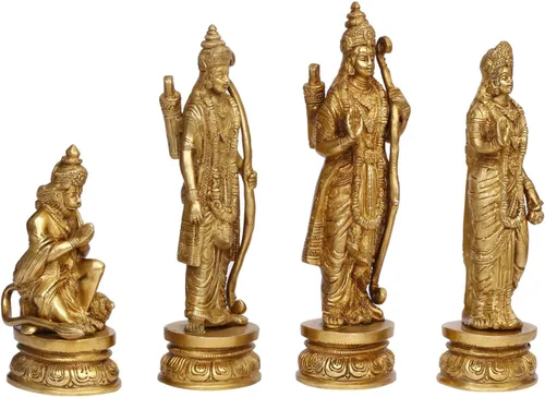 Vista 4 de ARTVARKO™ Estatua de latón Ram Darbar Shree Ram Ji Sita Laxman Hanuman Decoración de oficina en casa Puja Idol Murti para regalo del templo Mandir