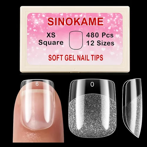 Vista 12 de Puntas de Uñas de Gel Redondas Extra Extra Cortas, SINOKAME Uñas Postizas a Presión Extra Cortas Transparentes Redondas, Mate Completo Sin Lima Uñas