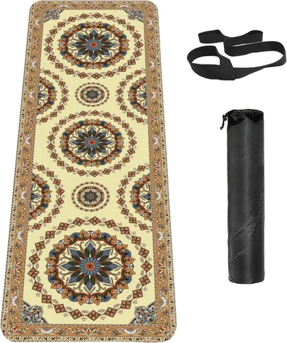 Vista 9 de Tapete de yoga antideslizante TPE, tapete de entrenamiento para hombres y mujeres, tapete de entrenamiento grueso con correa de transporte, tapetes