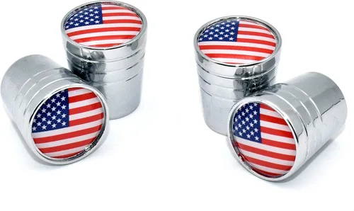 Vista 8 de Tapones universales de vástago de válvula de EE. UU., moleteado cromado negro Corrosion-Resistant Aluminum, Fits 8 mm Tire Valve for all Vehicles