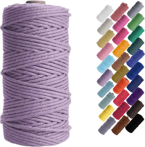 Vista 8 de HAPYLY - Cuerda de algodón natural para macramé, 0.118 pulgadas x 109 yardas, cuerda de algodón de colores para manualidades, tejer, colgar plantas