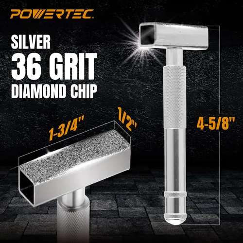 Vista 2 de POWERTEC Aparador de ruedas de diamante para turar y desbarbar, molinillo de banco, uso en muelas abrasivas de óxido de aluminio y muela de carburo