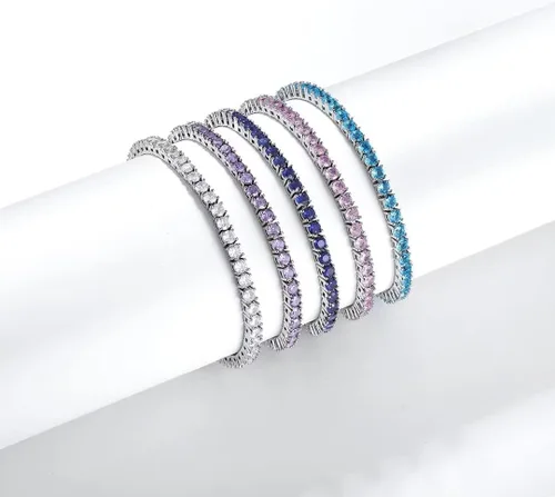 Vista 5 de QUEENMOMENT Pulseras de tenis con piedra natal para mujer, 0.118 in, circonita cúbica, pulseras de tenis clásicas, tamaño 6.5-7.5 pulgadas, joyería