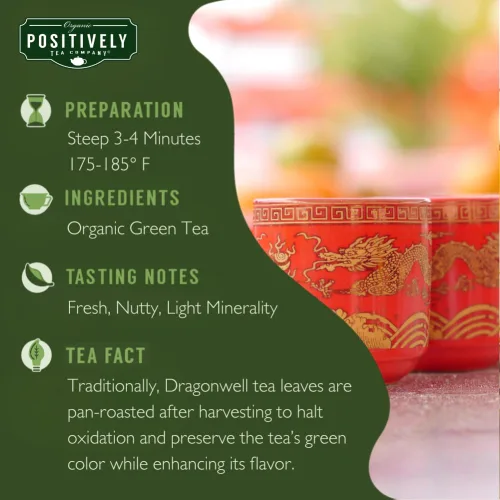 Vista 2 de Organic Positively Tea Company, Dragonwell, té verde, hoja suelta, 4 onzas
