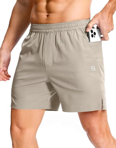 Vista 70 de GGJ Pantalones cortos deportivos ligeros para hombre con 2 bolsillos con cremallera de 7/5/9 pulgadas, pantalones cortos de tenis de secado rápido
