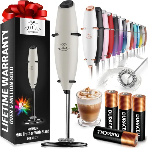Vista 112 de Zulay Milk Boss Espumador de leche potente manual, hace espuma para latte, batidor para mezclar bebidas, café, miniespumador para capuchino, frappé