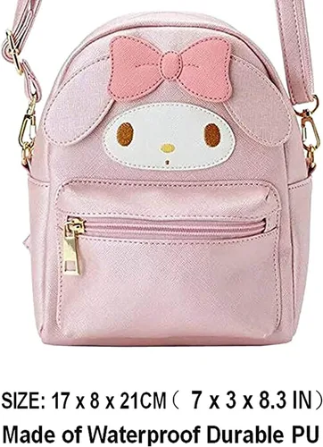 Vista 4 de ALORVE Bolsa de dibujos animados de anime bolsa de hombro para cosplay mochila de poliuretano para niños y niñas fanáticos Rosado