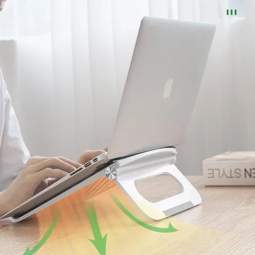 Vista 3 de Soporte para computadora portátil estable plegable ajustable multiángulo para computadora de escritorio con ventilación para Mackbook, Lenovo, Dell