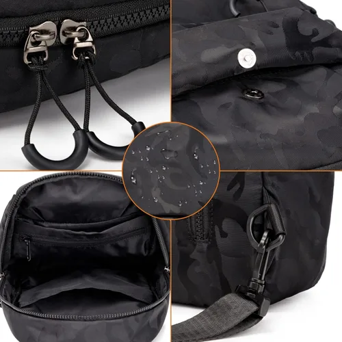 Vista 6 de CANTLOR Bolso bandolera pequeño para hombre, mochila cruzada de viaje, paquete de pecho ligero para exteriores, bolsa de hombro con una correa