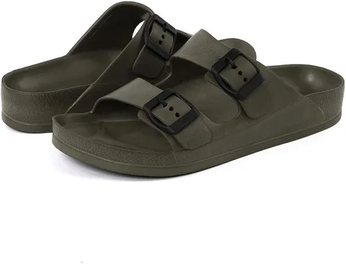 Vista 8 de FUNKYMONKEY - Sandalias planas cómodas para mujer, de etilvinilacetato, ajustables con hebilla doble