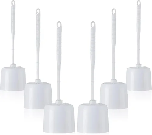 Vista 7 de Roshtia Juego de 6 cepillos de inodoro y soporte para limpieza de baño, cepillo de inodoro con organizador para limpieza, 14.57 pulgadas de altura