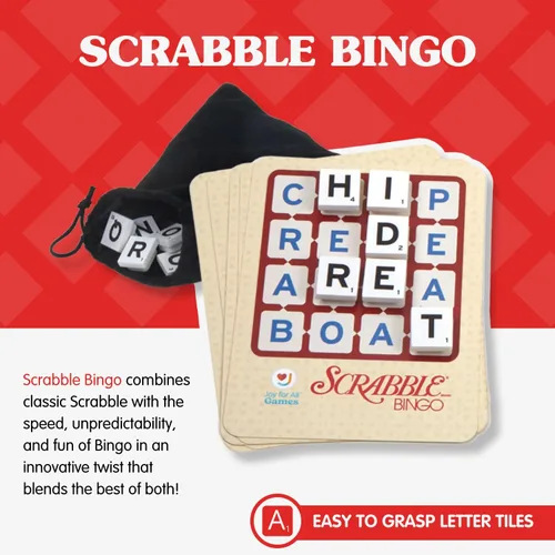 Vista 4 de Juegos de palabras Joy for All para personas mayores - Scrabble clásico y bingo - Fáciles de leer y agarrar - Juegos de mesa para adultos mayores