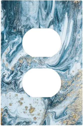 Vista 46 de Arte Moderno Abstracto de Lujo Turquesa Oscuro Verde Azulado Azul Gris Patrón Texturizado de Mármol 1 Gang Interruptor de Luz de Palanca Simple