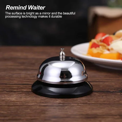 Vista 2 de Campana de llamada de acero inoxidable - Campana de servicio para escritorio de restaurante y recepción, campana de escritorio compacta
