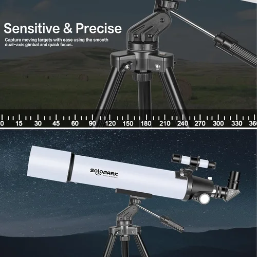 Vista 4 de Telescopio para adultos de alta potencia, telescopio refractor profesional de 80 mm de apertura y 900 mm para adultos y principiantes, telescopio
