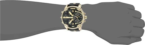 Vista 3 de Diesel - Reloj Mr. Daddy 2.0 de cuarzo y acero inoxidable con cronógrafo, negro, dorado, cuero, (Black LeatherGold)