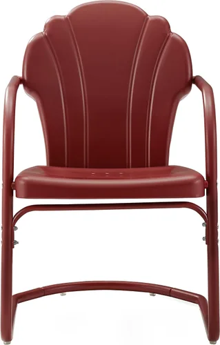 Vista 4 de Crosley Furniture Tulip - Juego de 2 sillas para exteriores, sillas de patio de metal retro para comedor, porche, terraza, balcón, satén rojo oscuro