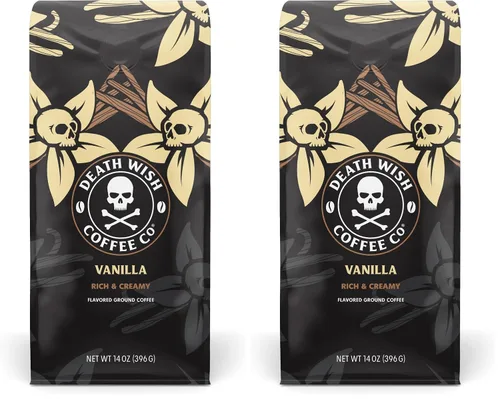 Vista 21 de Death Wish Coffee - Café molido orgánico de tostado medio, paquete de 6 Fair Trade Arabica & Robusta, Stone Fruit Caramel & Roasted Nut Notes