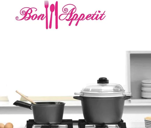Vista 9 de Bon Appetit - Calcomanías de vinilo para cocina, azulejo, tenedor, cuchara, adhesivo de vinilo para cafetería, cafetería, tienda, restaurante, sala