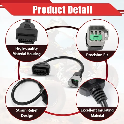 Vista 6 de 2 unids OBD2 adaptador 6pin a 16pin para BRP compatible con Bombardier Can-Am ELM327 Scanner Ready, Real-Time Engine Data Monitoring, Premium