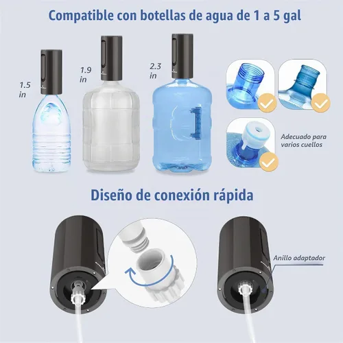 Vista 5 de KitchenBoss Bomba de botella de agua automática plegable, negro ónix Negro ónice